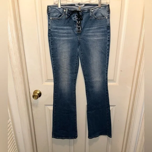 PacSun Jeans Pacsun Womens Low Rise Boot Lace Up Front Denim